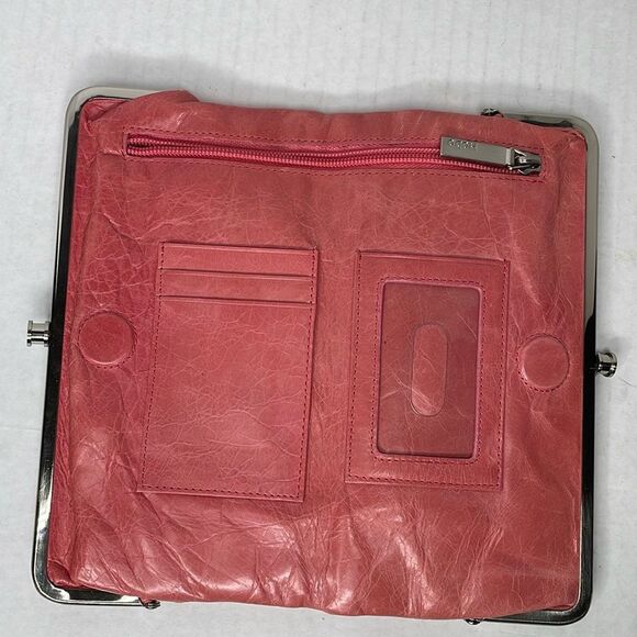 Hobo Lauren peach leather double frame clutch/wallet NWT - Picture 4 of 11